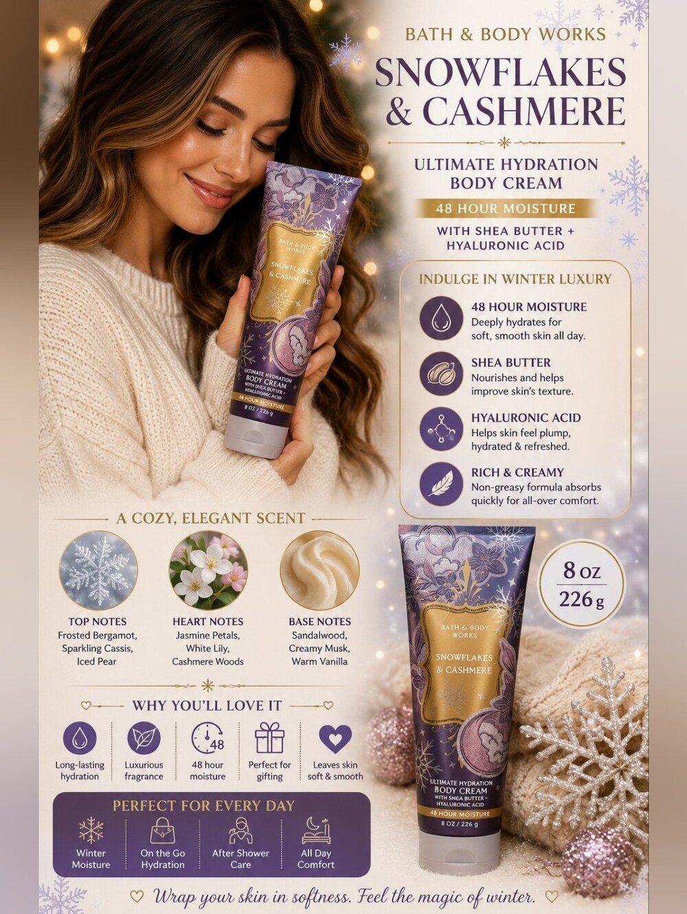 Bath & Body Works Snowflakes - Cashmere Body Cream